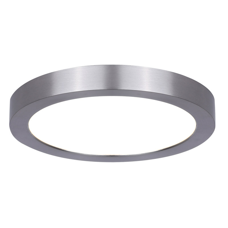 Plafonnier encastré à DEL en nickel brossé, 15W, H 0,88 po x l 7 po x P 7 po, Nickel brossé