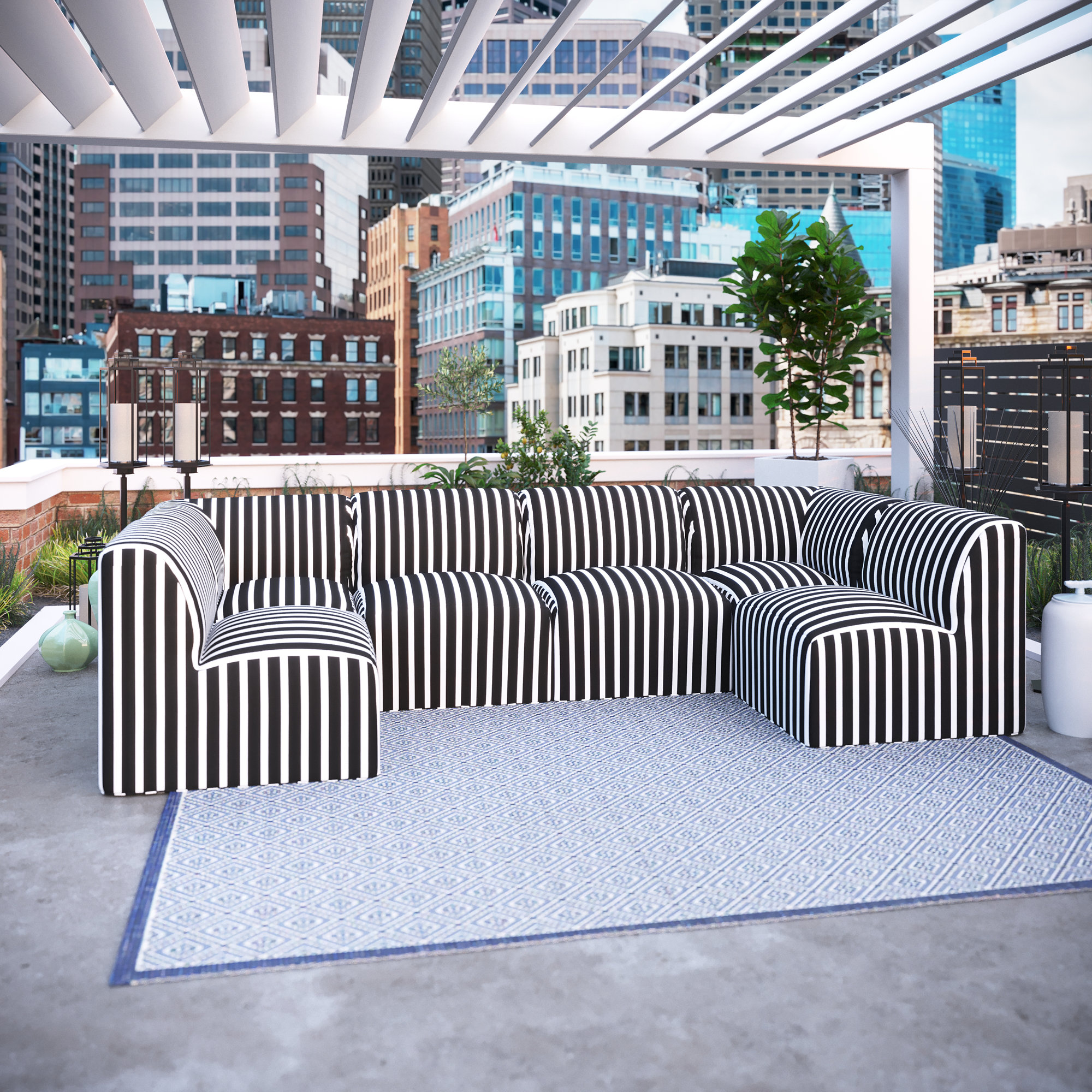 Eliana 124" Sunbrella Outdoor U Sectional