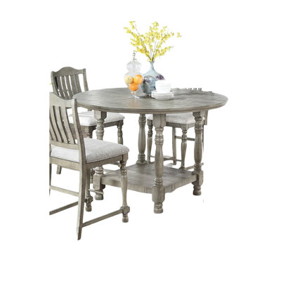 Table ronde en placage gris, style contemporain pour salle à manger en placage, pièce