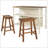 Solid Wood Rustic 3-Piece 45" Stationary Kitchen Island Set With 2 Seatings, Rubber Wood Butcher Block Dining Table Set Prep Table Set With 2 Open Shelves For Small Places,Walnut+Cream White
