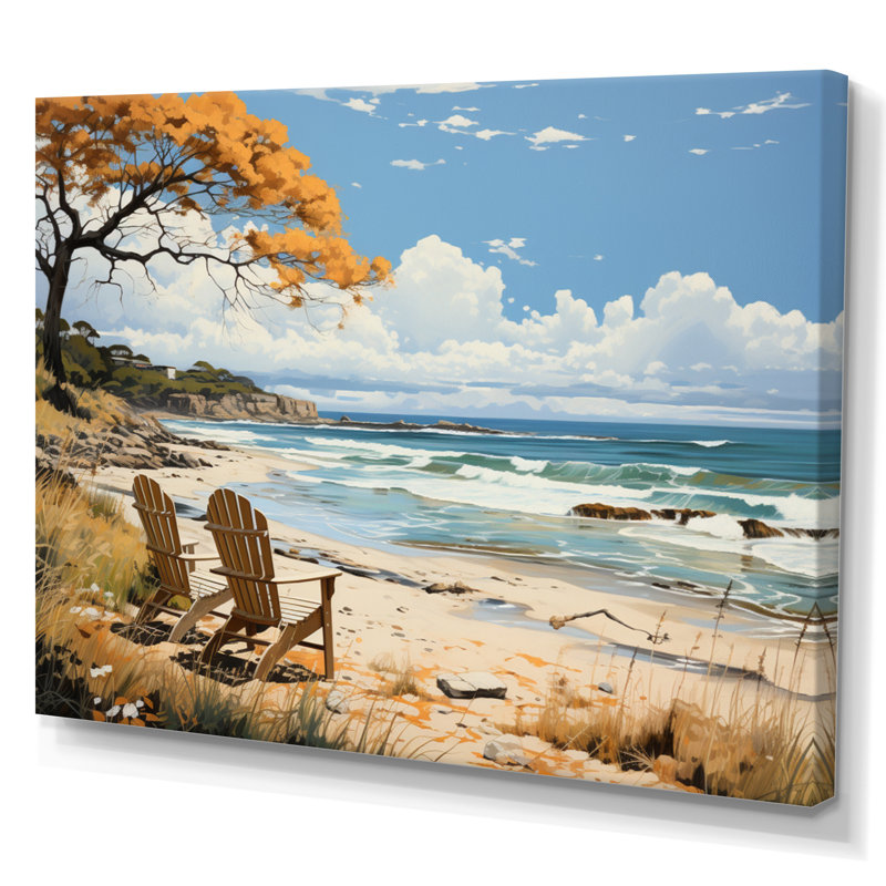«Coastalbeach Beach Bliss Pastoral», reproduction d'art sur toile, H 12 po x l 20 po x P 1 po, Toile tendue