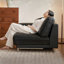Black Genuine Leather Standard Sofa cushion Threeseat-808530149