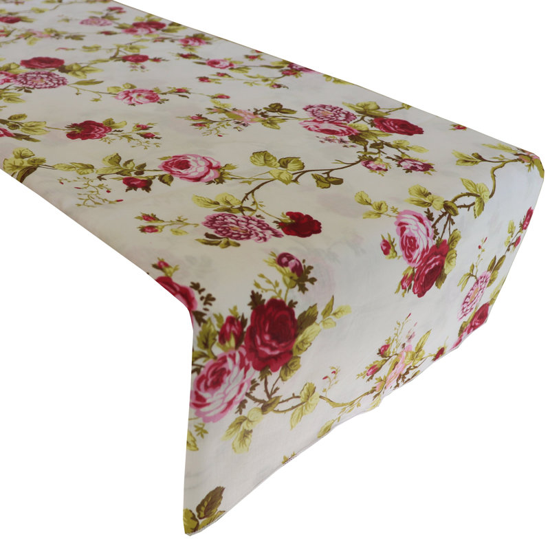 Vintage Floral Large Roses Print Table Runner, 12" x 60"