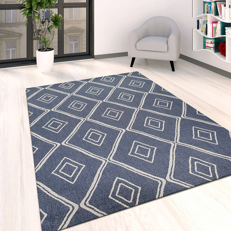 Cull Geometric Cotton Hand Woven Area Rug, Rectangle 60 x 90cm