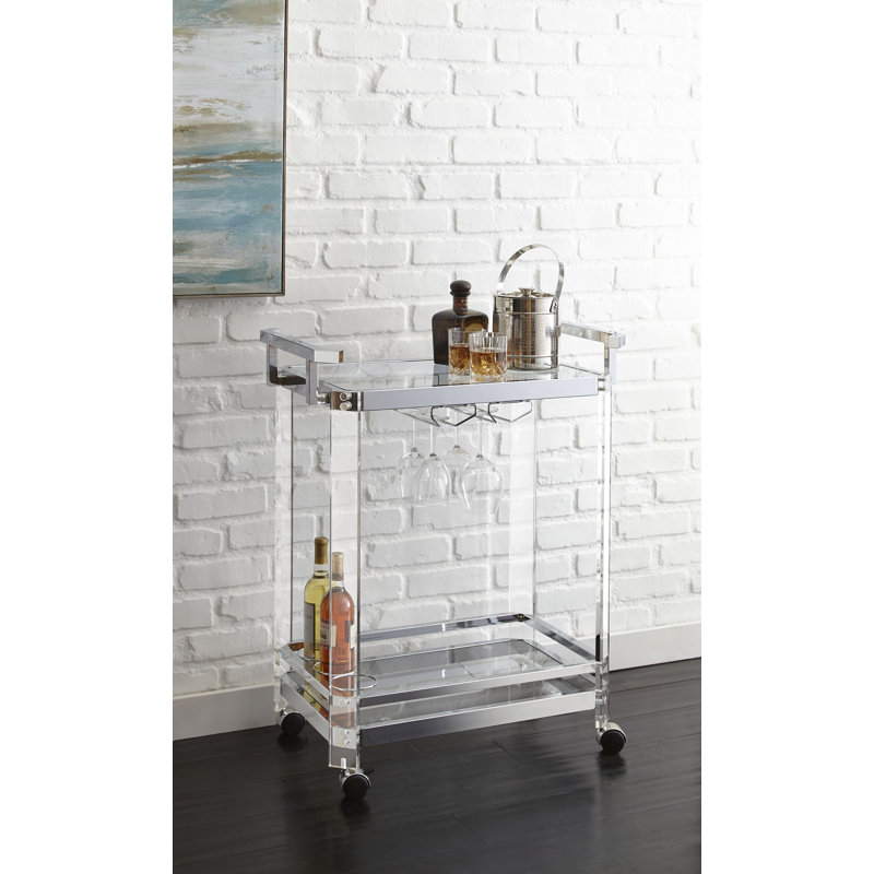 Aerin - Chariot de service avec roulettes, Argent argent