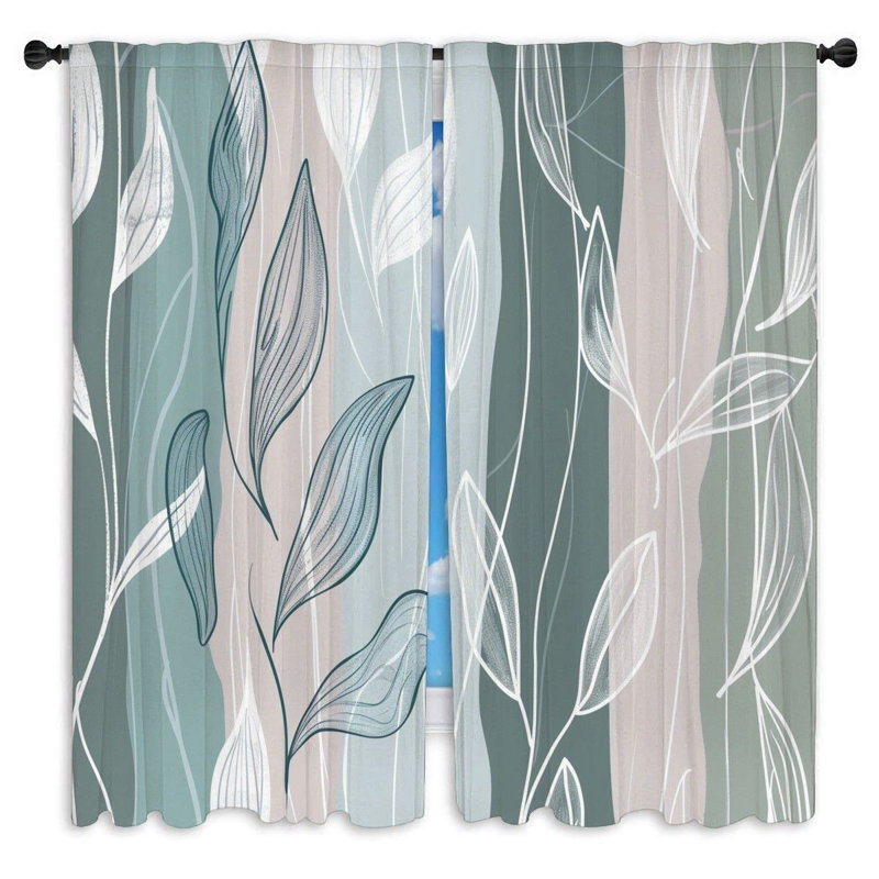 Rideaux de fenêtre à motif floral abstrait - 2 panneaux, L 20 po x L 61 po