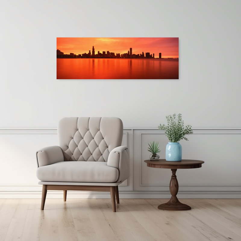 Illinois, Chicago, coucher de soleil abstrait, art contemporain de la ville, H 36 po x l 12 po