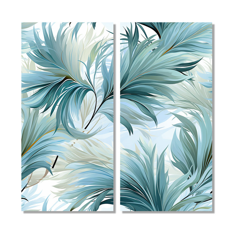 «Oceanic Dreamscape Tropical» - art mural bleu, 20" H x 24" W, Wrapped Canvas, Does Not Apply