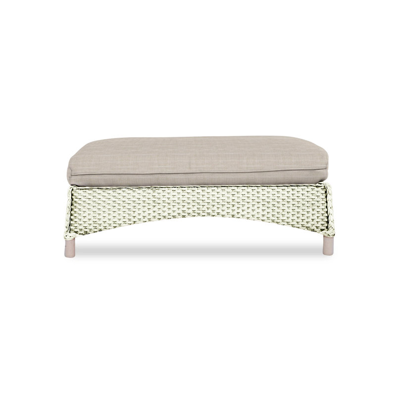 Mandalay Outdoor Ottoman, White, Rollo Linen