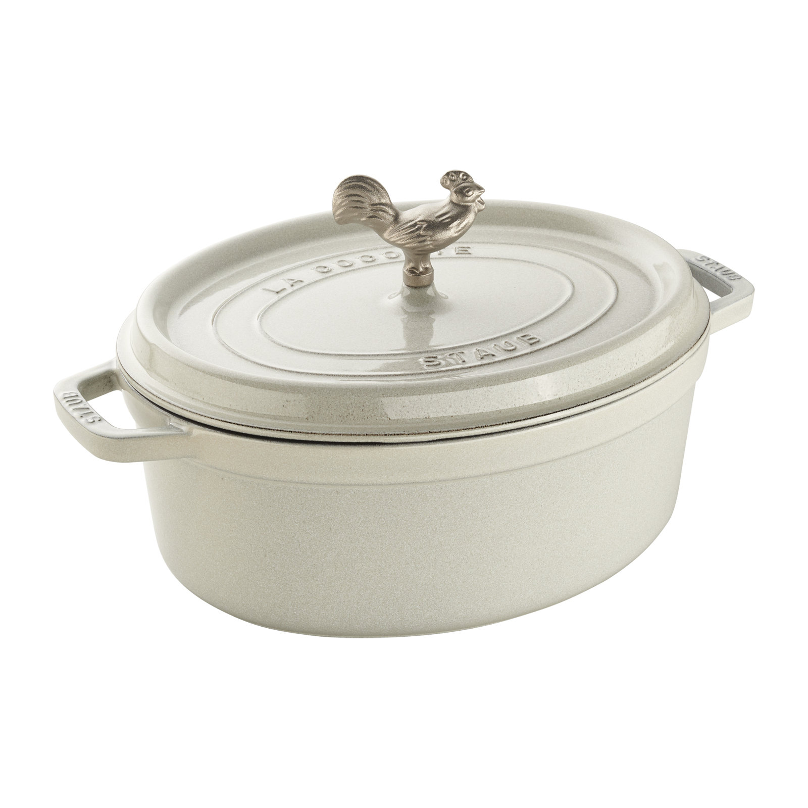 Staub Cast Iron Coq au Vin Cocotte, White Truffle, 5. 75 quarts