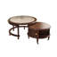 Ensemble de tables basses rondes en bois massif rétro brun-noisette