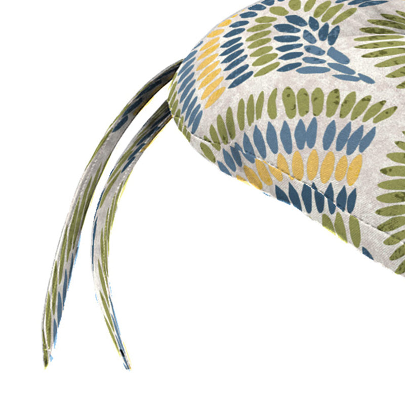 17" x 18" Bryan Walnut Leaves Tufted Outdoor Wicker Seat Cushion with Ties (Set of 2), Multi-colored Patchwork	
