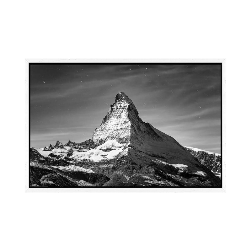 Matterhorn Black And White by Jan Becke - Print on Canvas, White Framed, 66.04 cm H x 45.72 cm W