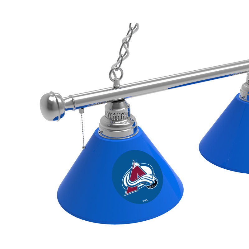 3 - Light Pool Table Lights Pendant, Chrome, Colorado Avalanche