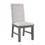 Ensemble 2 pièces de chaises de salle à manger, siège et dossier rembourrés en tissu, garniture cloutée, cadre en bois gris, meubles de salle à manger