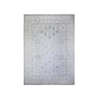 11'10" x 16'3" New Hand Knotted Grey Wool Rectangle Oriental Rug - MOA10274465