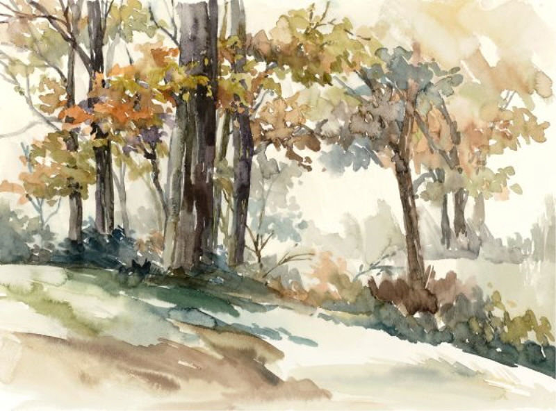 Dance Of Tree Painting by Sara Brown, 24" H x 32" W, Glass Coat