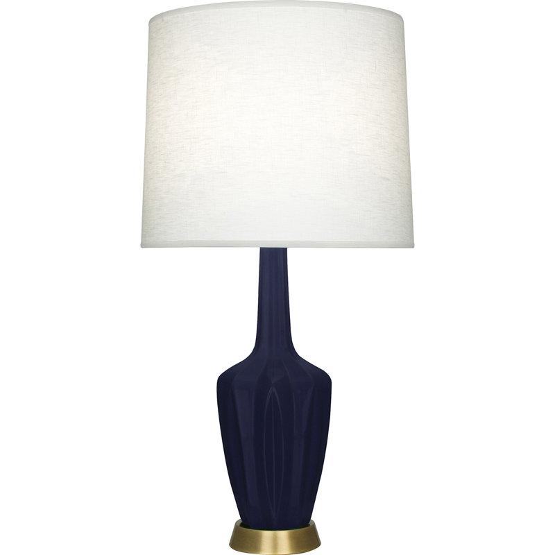 Petite lampe d'appoint Emma, H 34,25 po x l 7,38 po x P 15 po, Céramique / métal, Bleu minuit émaillé mat