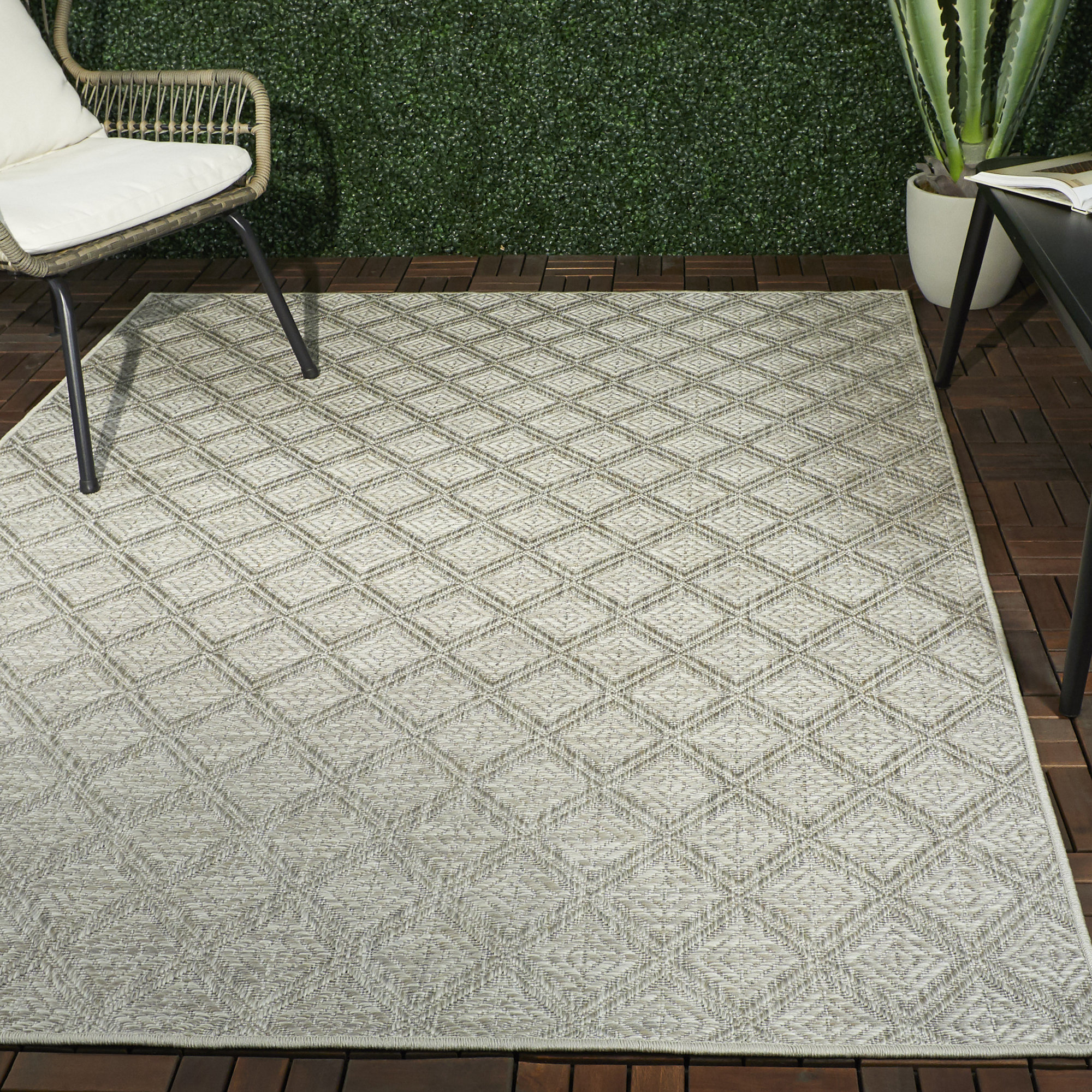 George Oliver Mccourt Handmade Flatweave Light Gray Indoor/Outdoor Rug ...