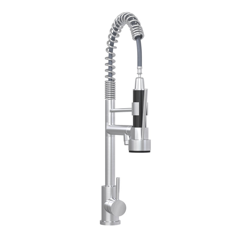 Robinet de cuisine à poignée simple 19 po - Acier inoxydable 304 de qualité supérieure, conception moderne élégante, cartouche en céramique sans fuite