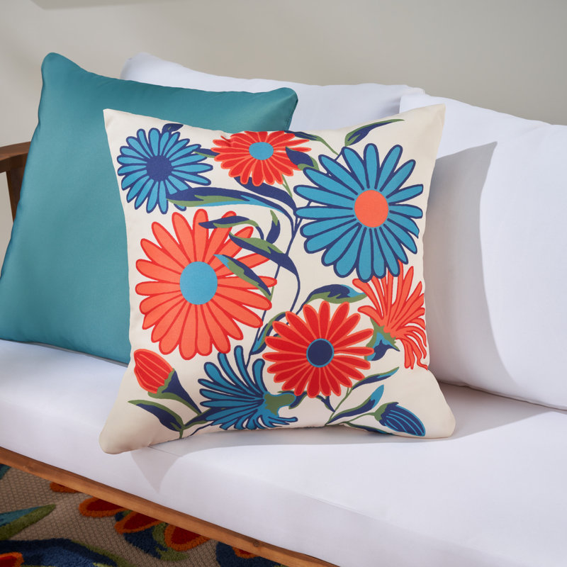 Aloha Floral 20" x 20" Multicolor Outdoor Throw Pillow