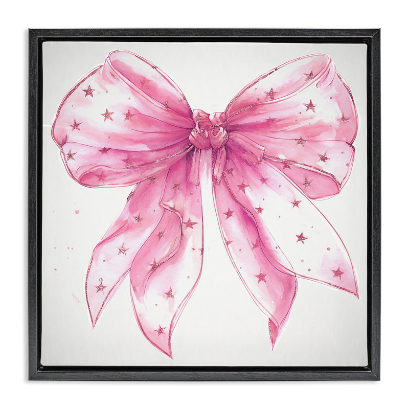 "Fabulous Pink Bow", encadrée par Ramona Murdock, Cadre flottant noir de jais, H 18 po x l 18 po