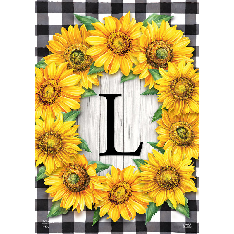 Drapeau de jardin tournesols monogramme L