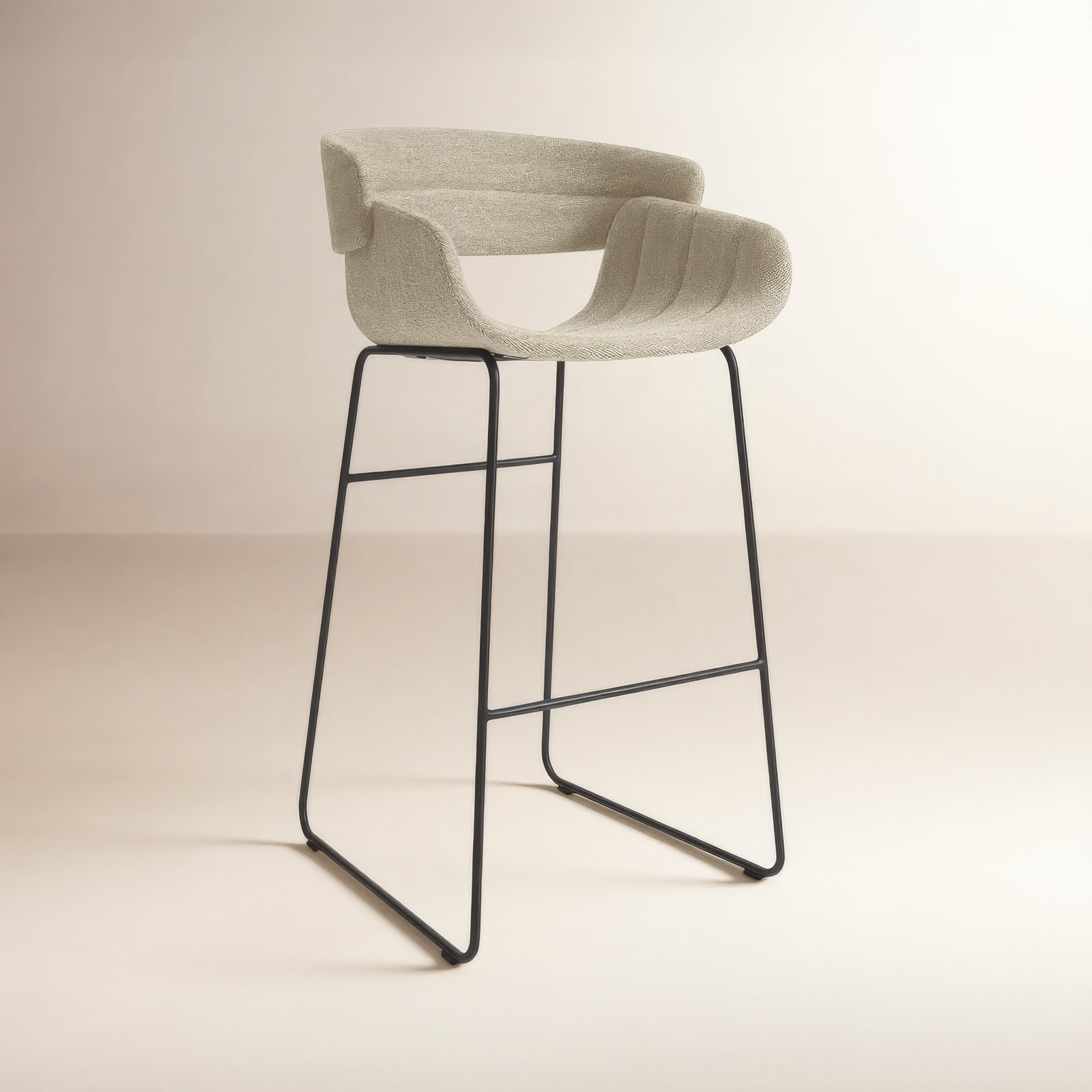 Racer Bar and Counter Stool, Bar Stool (30" Seat Height), Polyester Blend-Maharam Mode in Machine