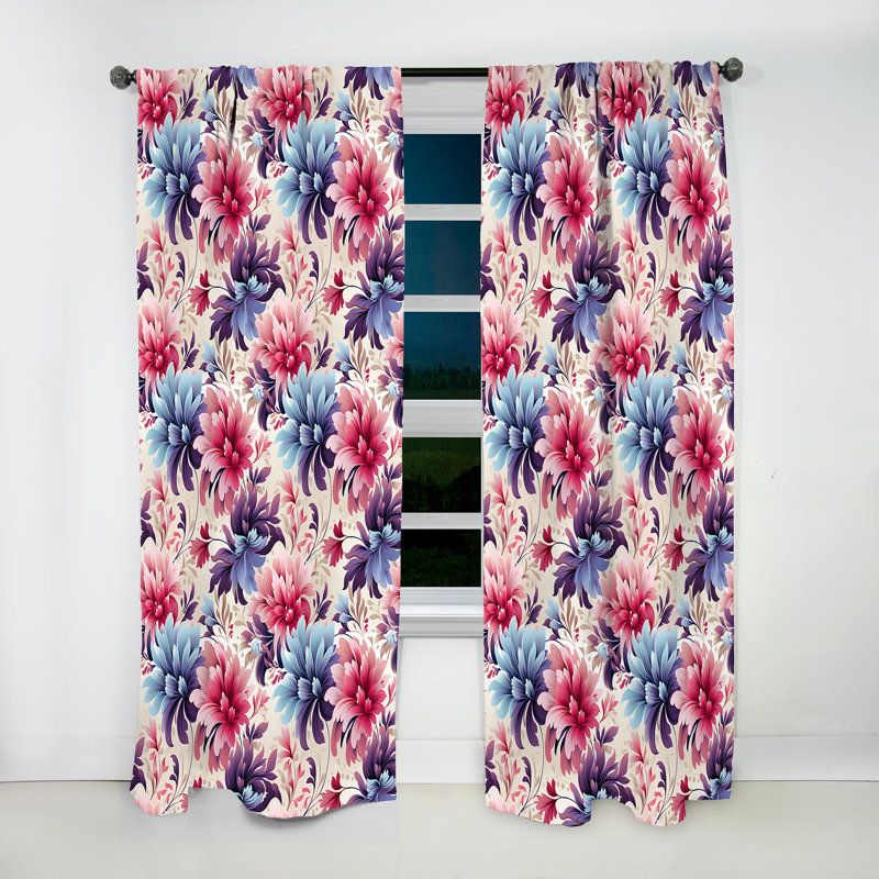 Pink And Purple Carnival Damask Parade - Bohemian Curtain - Velvet Room Darkening - 1 Panel, 52" W x 108" L