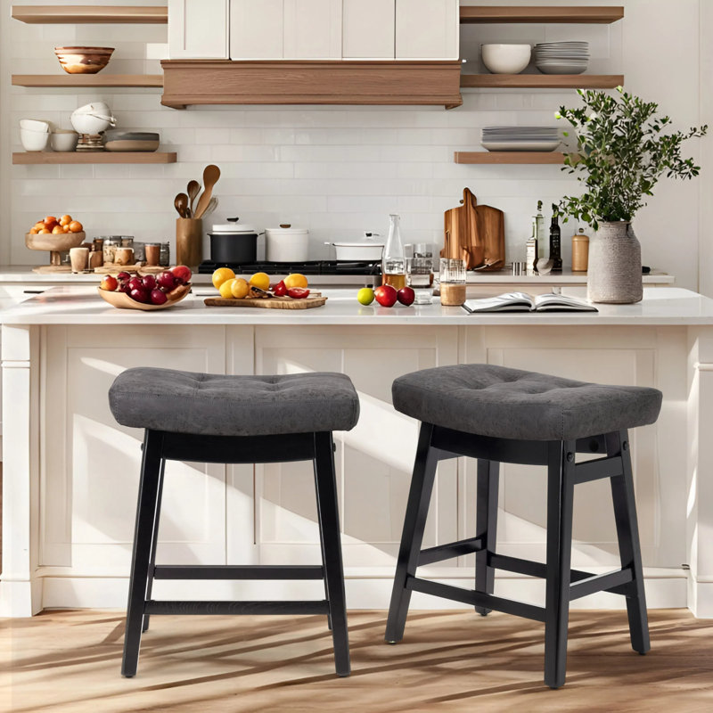 Tabouret de bar extra large 19,7 po, PU Gray Seat / Black Frame