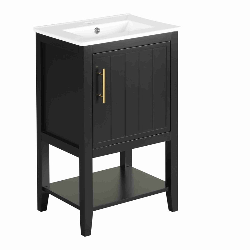 Meuble-lavabo moderne 20 po, Noir