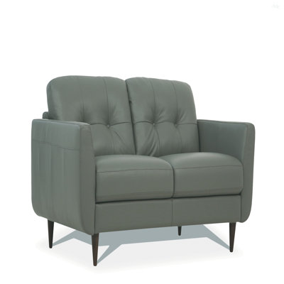 Radwan Pesto Green Top Grain Leather Loveseat