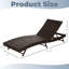 Chaise longue inclinable d'extérieur réglable avec coussins et détails en rotin PE