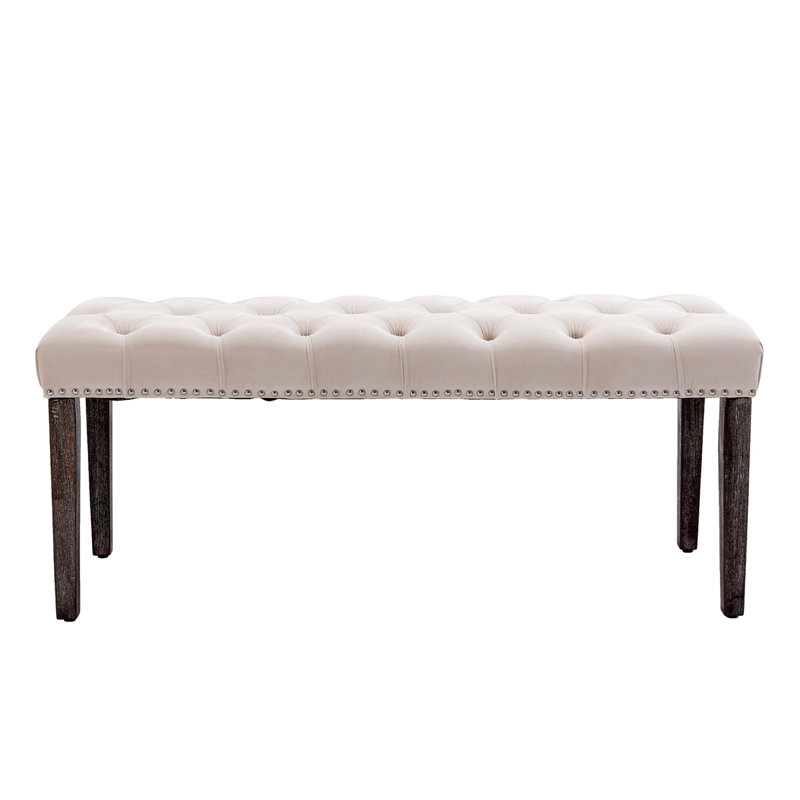 Upholstered Tufted Bench Ottoman , Velvet Dining Bench Bedroom Bench  Footrest Stool Accent Bench For Entryway Dining Room Living Room