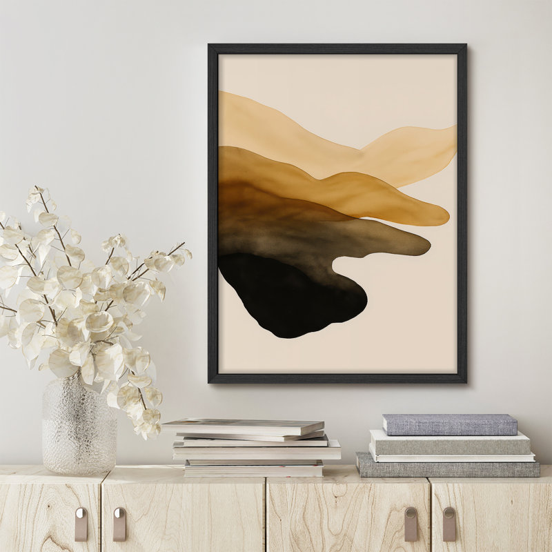 Reproduction d'art encadrée abstraite pour décoration intérieure moderne, H 14 po x l 11 po, Noir