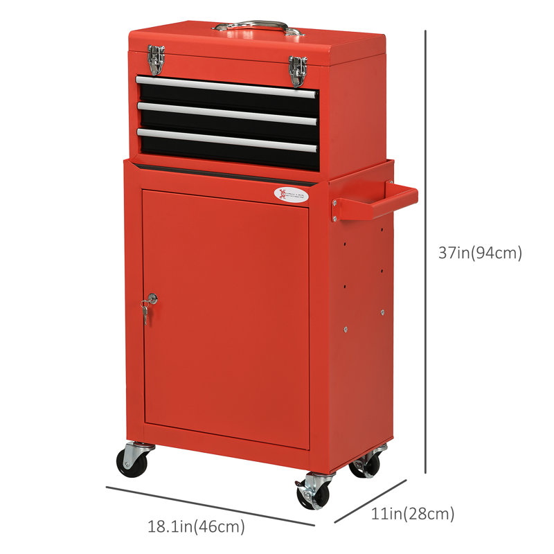18.1" 3-Drawer Rolling Tool Chest Cabinet on Wheels