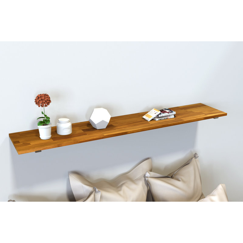 Tablette décorative en bois d'acacia massif Bremer, H 0,75 po x l 36 po x P 12 po, Teck doré