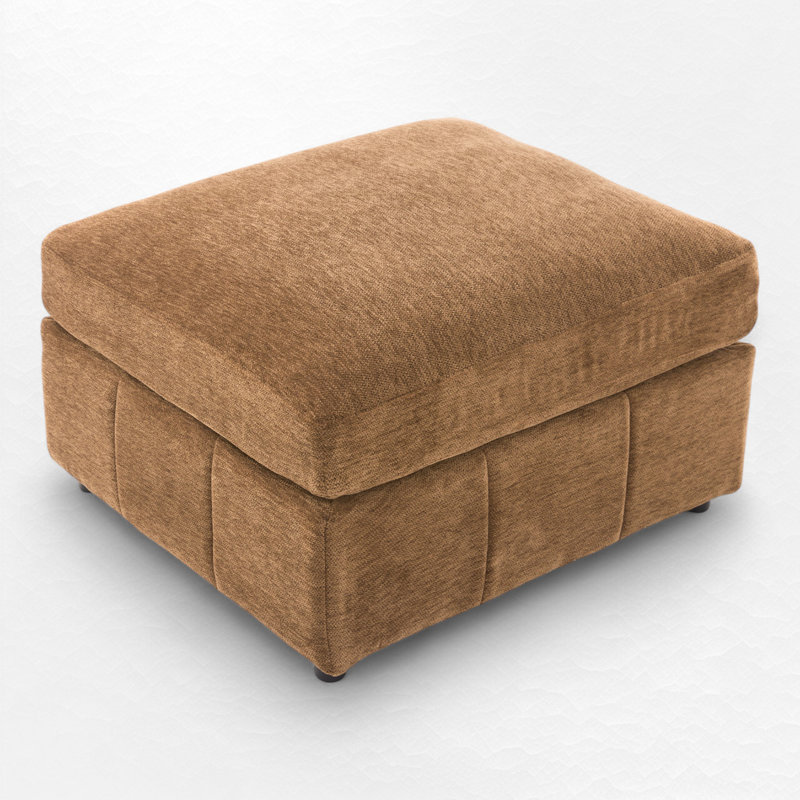Canapé modulaire en U avec repose-pieds et ports USB, Chenille brun