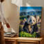 Toile, "Gros plan sur un panda géant", art mural noir et blanc avec des taches noires expressives-1157931282