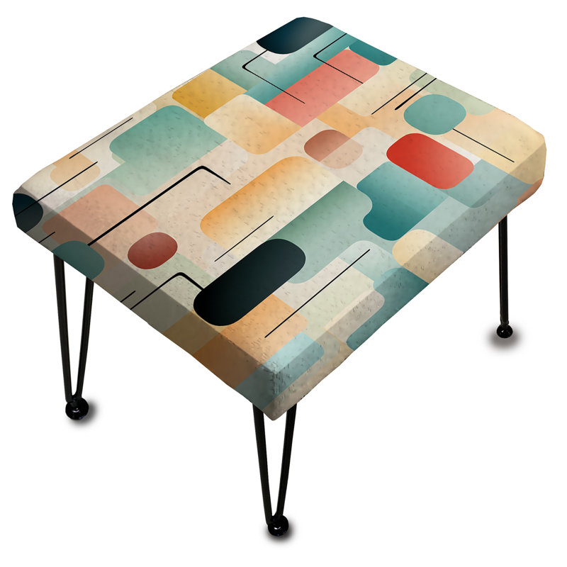 Pastel Harmony - Geometric Rectangle Ottoman