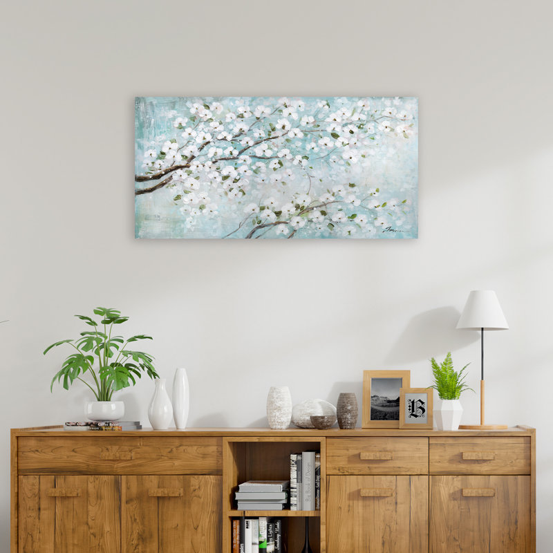 Cherry Bloosm - Reproduction d'art sur toile tendue, H 20 po x l 40 po x P 1,5 po