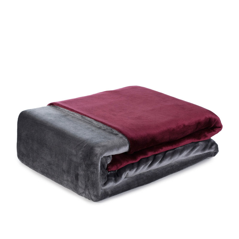 Cashmere Feeling Duvet Cover Set, Dark Red/Grey, Single - 1 Pillowcase (80 x 80 cm)