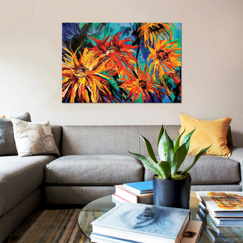 «Sunflowers», reproduction sur toile, H 8 po x l 12 po x P 0,75 po, Toile tendue, Pas de tapis