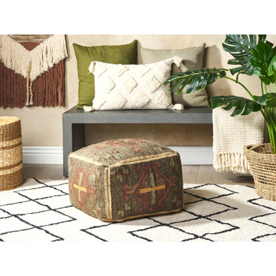 Atravion 50 cm W Jute Tufted Square Geometric Ottoman
