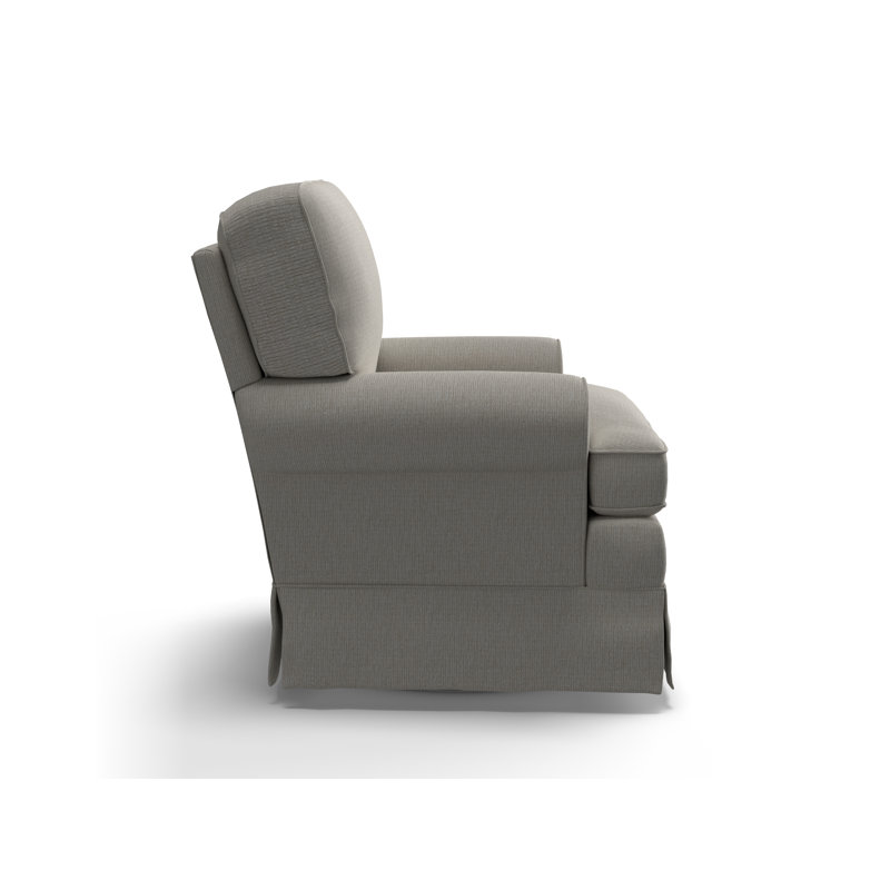 Upholstered Swivel Armchair, Radical Chalk Performance Chenille