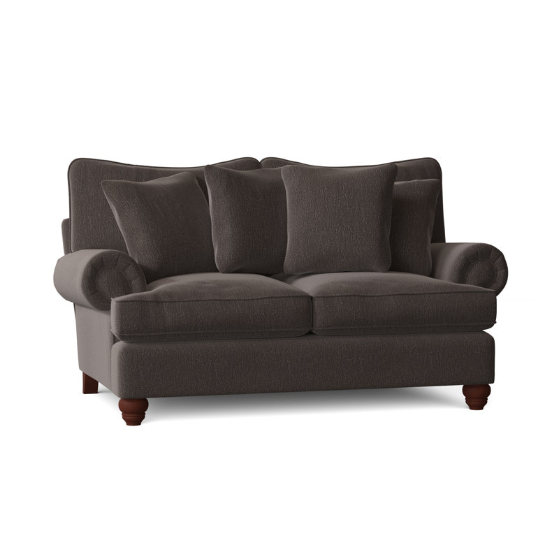 Causeuse à accoudoirs roulés avec coussins réversibles 74 po Kamali, Chenille performance gris foncé Craftwood 45, Non