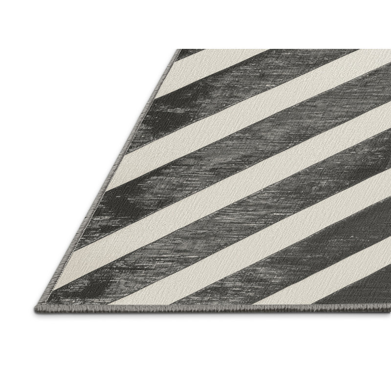 Tapis lavable rayé en étain, Tapis de couloir 2 pi x 4 pi