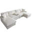 Canapé modulaire 126 po en U surdimensionné en U beige pour le salon, avec console, porte-gobelet, méridienne double, coussins de siège moelleux en mousse à mémoire de forme, dossiers moelleux, coussins lombaires, design moderne,-335698123