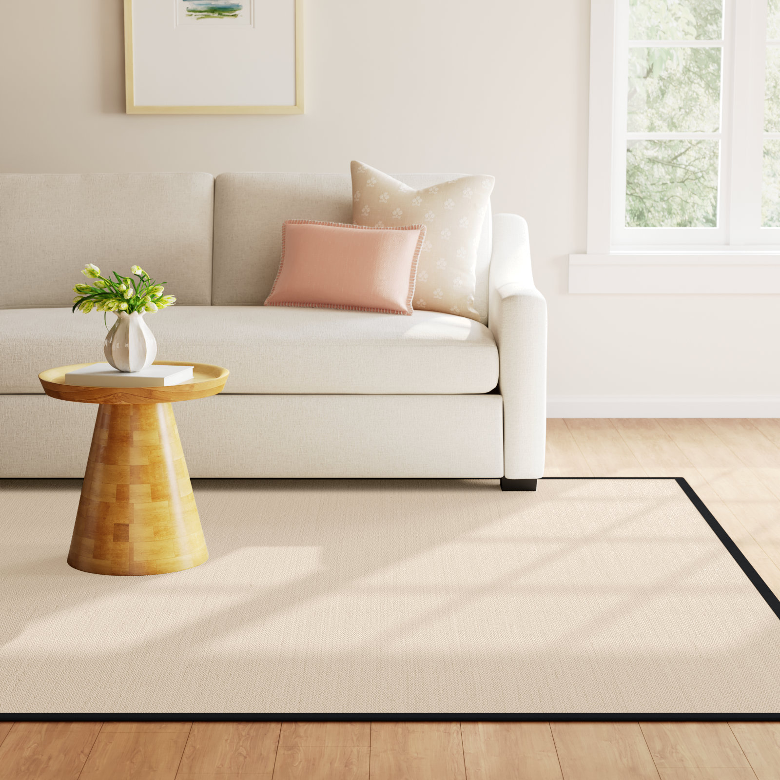 Torbin Marble Black Jute Rug, Rectangle 4' x 6'