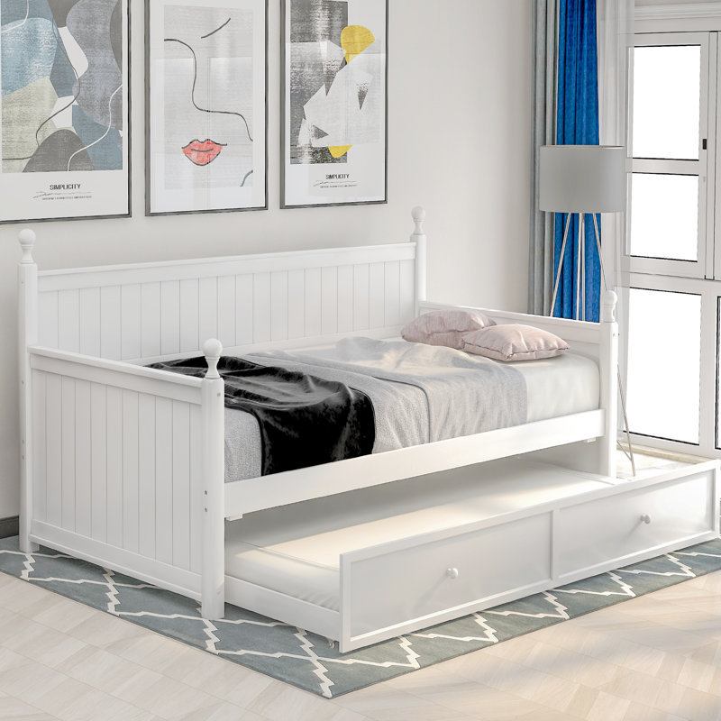 Daybed with Pull-out Trundle & Wooden Frame